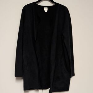 J. Crew Black Knit Open Front Cardigan Sweater